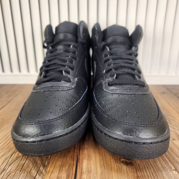 Nike Court Vision Mid Mens 8.5 Triple Black Basketball Sneakers Shoes CD5466-002 - Picture 2 of 9